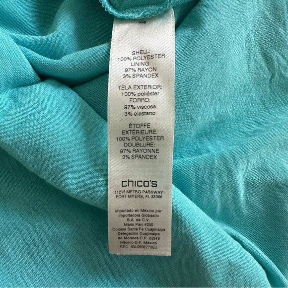 Chicos Maxi Dress Sienna Aqua Green Paisley Cold Shoulder Short Sleeve Medium - Picture 10 of 12